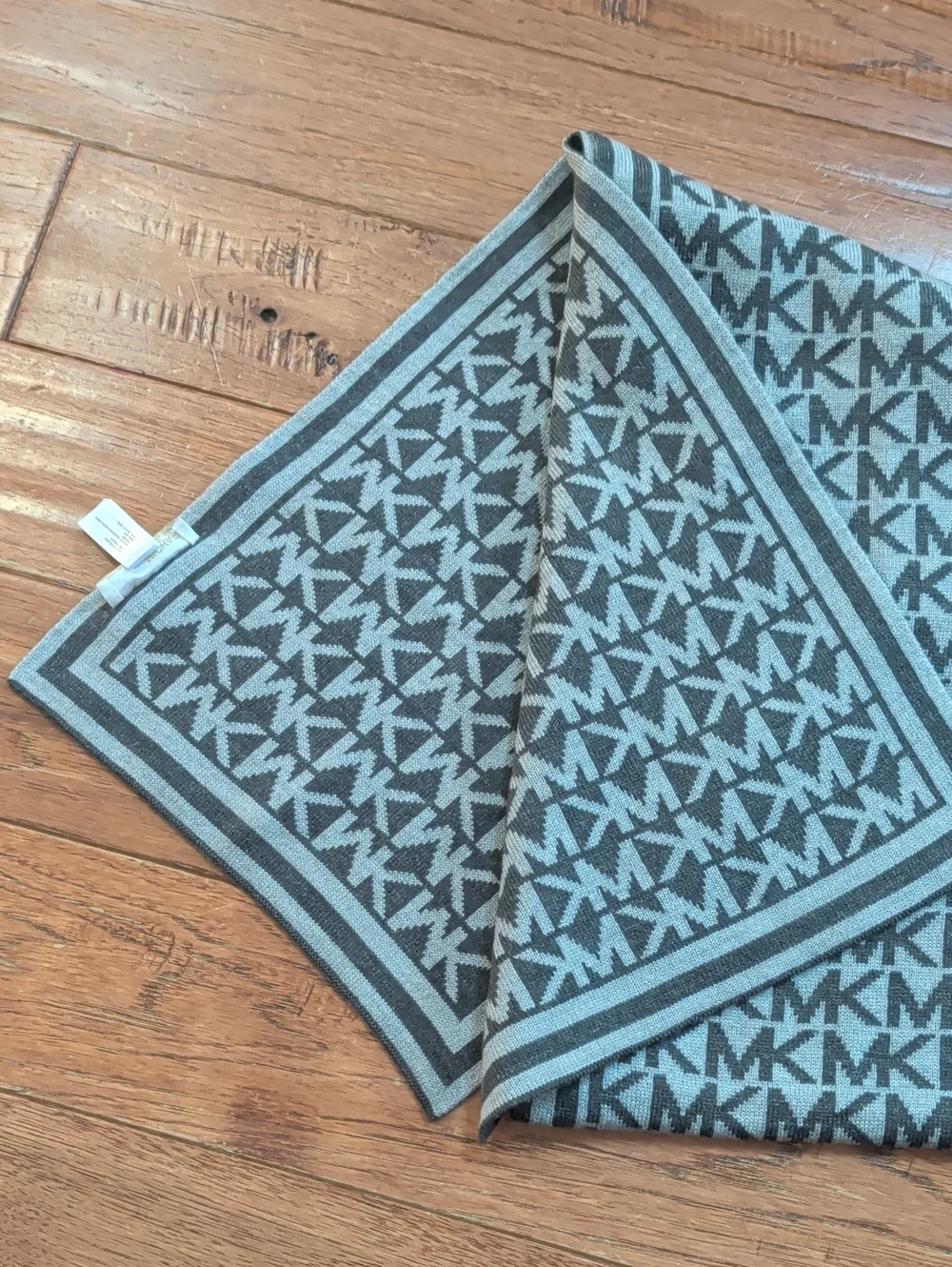 Michael Kors Gray and Charcoal MK Reversible Logo Scarf